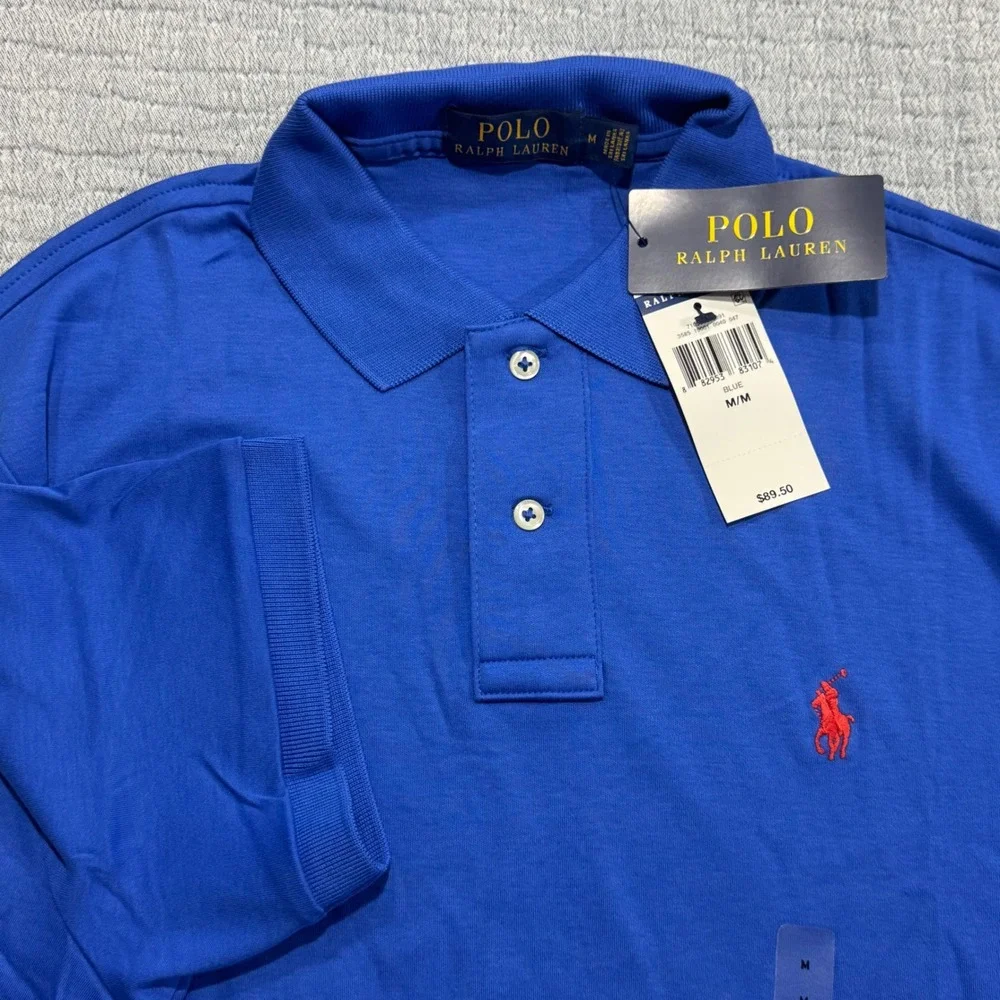 Lot of 2 NWT Polo Ralph Lauren Golf Polo Soft Cotton Shirt Men's M Blue Red Pony - Picture 1 of 7